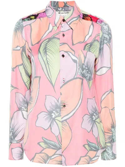 Comme Des Garçons Floral Print Inside-out Shirt In Multicolour