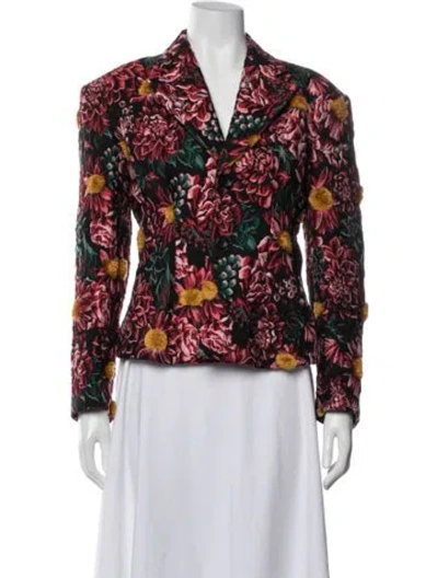 Pre-owned Comme Des Garçons Floral Print Jacket In Red