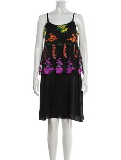 Pre-owned Comme Des Garçons Floral Print Knee-length Dress In Black