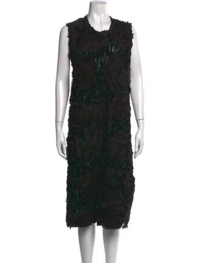 Pre-owned Comme Des Garçons Floral Print Knee-length Dress In Black