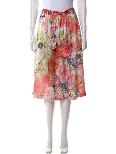 Pre-owned Comme Des Garçons Floral Print Knee-length Skirt In Pink