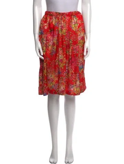Pre-owned Comme Des Garçons Floral Print Knee-length Skirt In Red