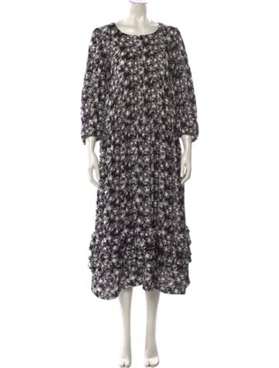 Pre-owned Comme Des Garçons Floral Print Long Dress In Black