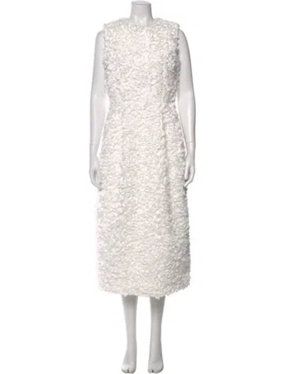 Pre-owned Comme Des Garçons Floral Print Long Dress In White