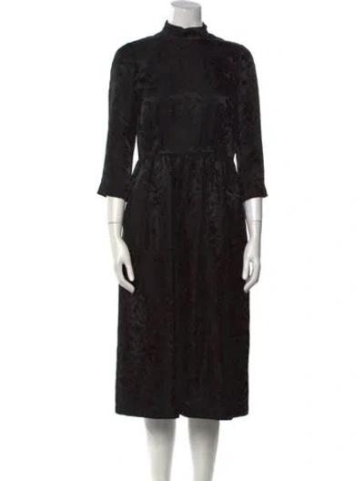 Pre-owned Comme Des Garçons Floral Print Midi Length Dress In Black