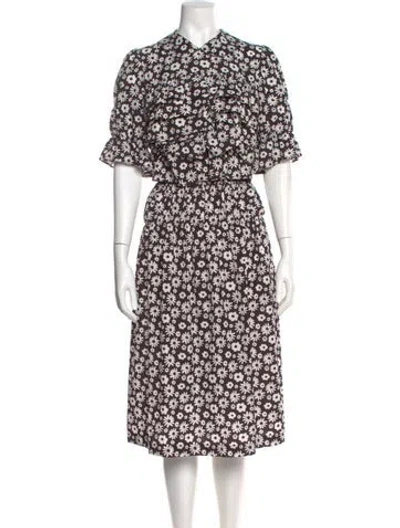 Pre-owned Comme Des Garçons Floral Print Midi Length Dress In Black