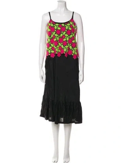 Pre-owned Comme Des Garçons Floral Print Midi Length Dress W/ Tags In Black