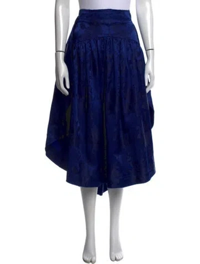 Pre-owned Comme Des Garçons Floral Print Midi Length Skirt In Blue