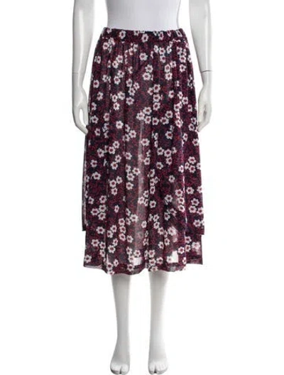 Pre-owned Comme Des Garçons Floral Print Midi Length Skirt In Blue