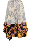Comme Des Garçons Floral-print Midi Skirt In Black