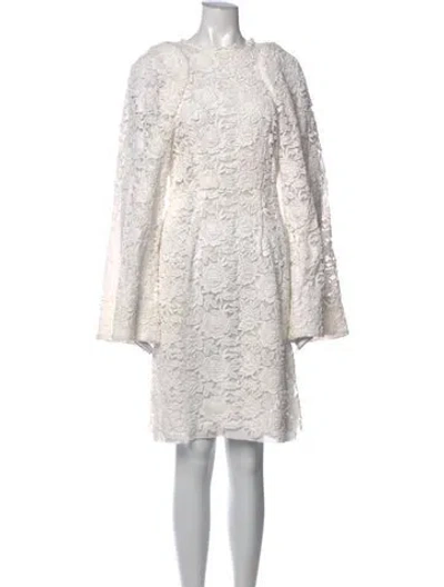 Pre-owned Comme Des Garçons Floral Print Mini Dress In White
