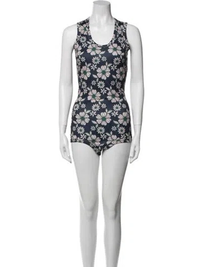 Pre-owned Comme Des Garçons Floral Print Scoop Neck Bodysuit In Multi