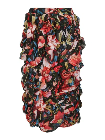 Comme Des Garçons Floral Print Skirt In Multicolor