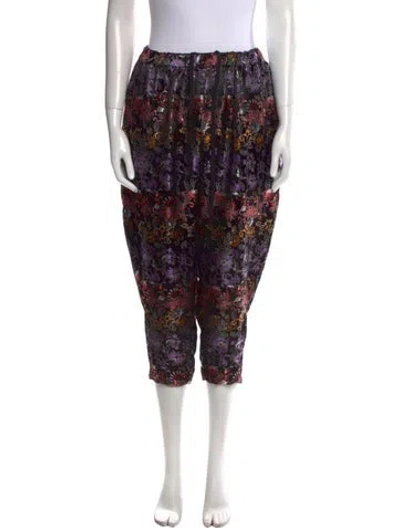 Pre-owned Comme Des Garçons Floral Print Straight Leg Pants In Black