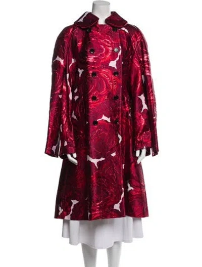 Pre-owned Comme Des Garçons Floral Print Trench Coat In Red