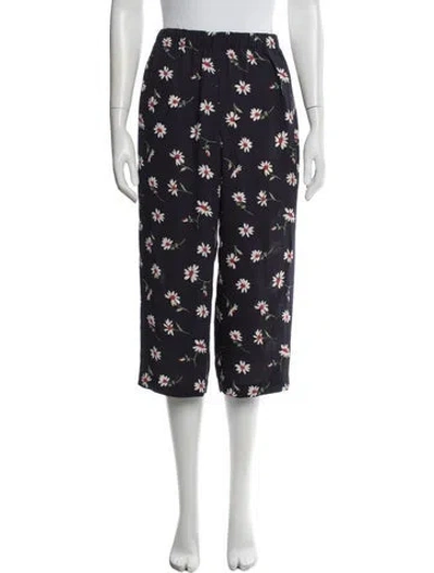 Pre-owned Comme Des Garçons Floral Print Wide Leg Pants In Blue