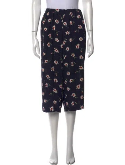 Pre-owned Comme Des Garçons Floral Print Wide Leg Pants In Blue