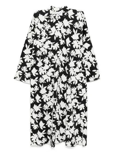Comme Des Garçons Floral-printed Dress In Black