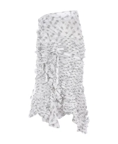 Comme Des Garçons Floral Printed Skirt In White