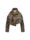 Comme Des Garçons Floral Pattern Cropped Jacket In Brown