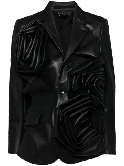 Comme Des Garçons Floral Single-breasted Blazer In Black