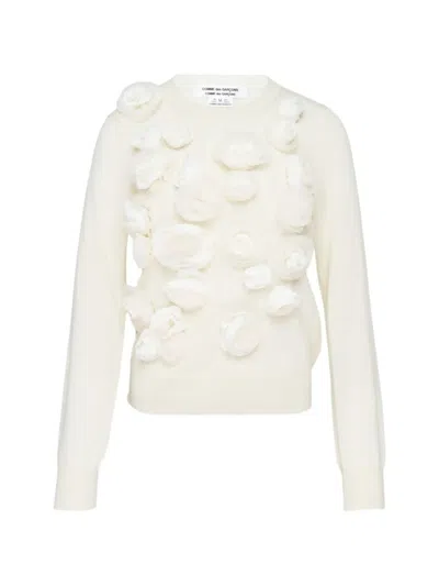 Comme Des Garçons Floral-appliqué Sweater In Neutral