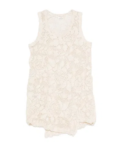 Comme Des Garçons Floral-embroidered Asymmetric Vest In White