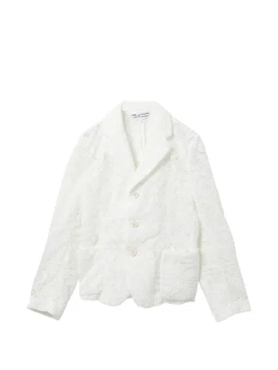 Comme Des Garçons Floral-embroidered Blazer In White