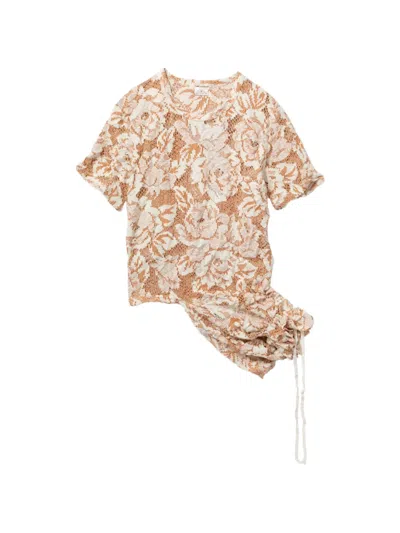 Comme Des Garçons Floral-embroidered Blouse In Brown