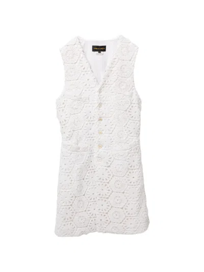 Comme Des Garçons Floral-embroidered Coat In Burgundy