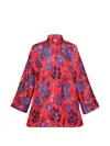 Comme Des Garçons Polyester Jacquard Flower Pattern Jacket In Red
