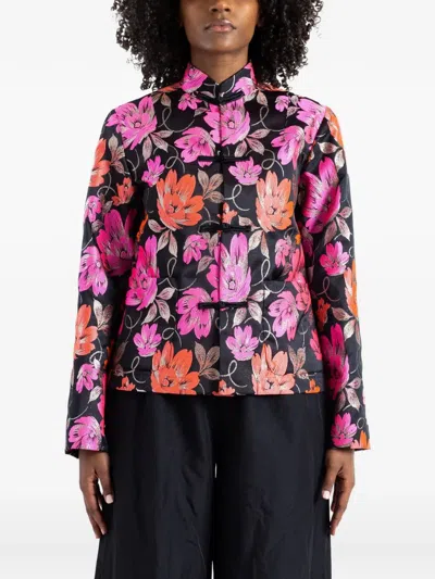 Comme Des Garçons Floral-jacquard Toggle-fastening Jacket In Multi