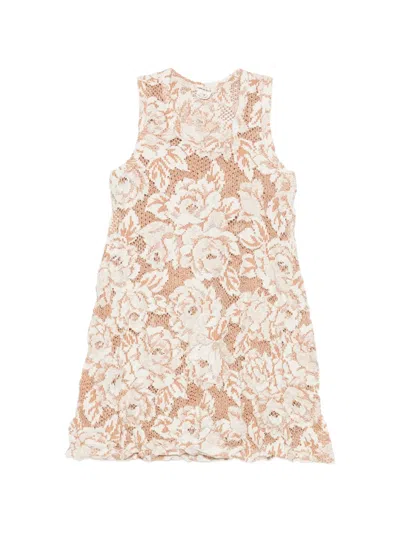 Comme Des Garçons Floral-lace Sleeveless T-shirt In Neutral