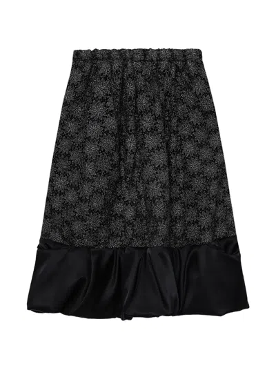 Comme Des Garçons Floral-print Midi Skirt In Blue