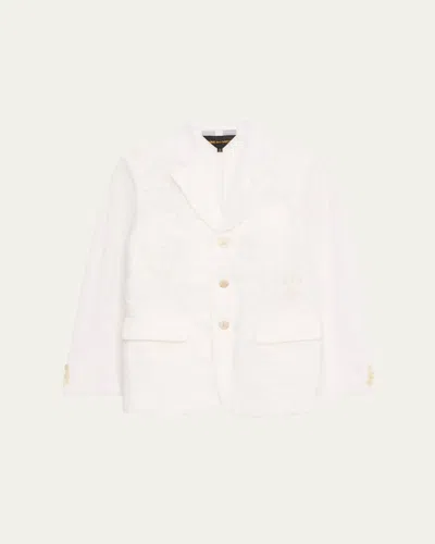 Comme Des Garçons Flower Embroidered Tulle Jacket In White X White