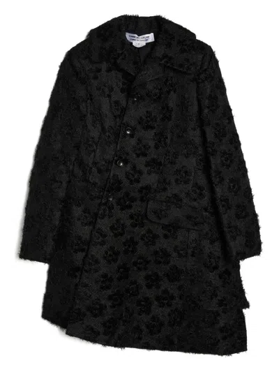 Comme Des Garçons Flower-pattern Coat In Black