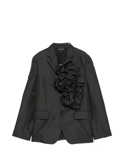 Comme Des Garçons Flower-detail Blazer In Black