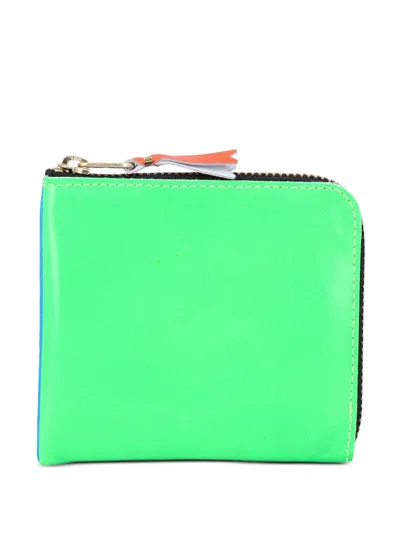 Comme Des Garçons Fluo Zip-up Wallet In Green