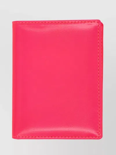 Comme Des Garçons Fluorescent Leather Bi-fold Cardholder In Pink