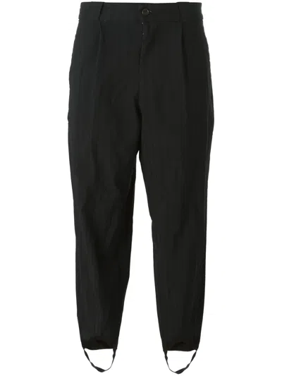 Comme Des Garçons Foot Strap Striped Trousers In Black