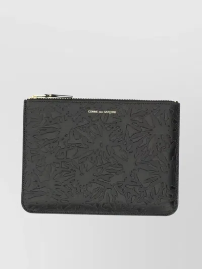 Comme Des Garçons Forest Embossed Textured Leather Purse In Gray