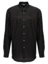 Comme Des Garçons Collared Shirt With Curved Hem And Pocket In Black