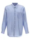 Comme Des Garçons Striped Shirt With Button-down Collar And Chest Pocket In Blue