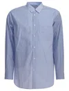 Comme Des Garçons Striped Buttoned Shirt In Blue