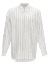 Comme Des Garçons Striped Shirt With Button-down Collar And Pocket In White