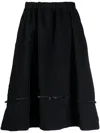 Comme Des Garçons Frayed Elasticated-waist Midi Skirt In Blue