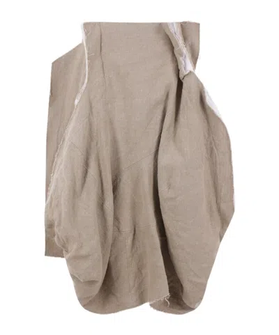Comme Des Garçons Frayed Hem Midi Skirt In Brown