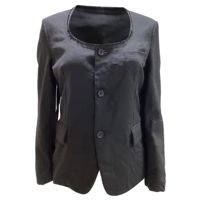 Pre-owned Comme Des Garçons Frayed Jacket In Black Wool In Gray
