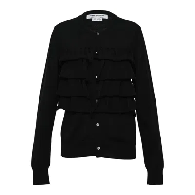 Comme Des Garçons Frilled Cardigan In Black