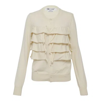 Comme Des Garçons Frilled Cardigan In White